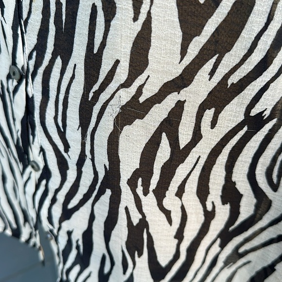 Free people large sheer, zebra print blouse top shirt, large - Picture 8 of 11